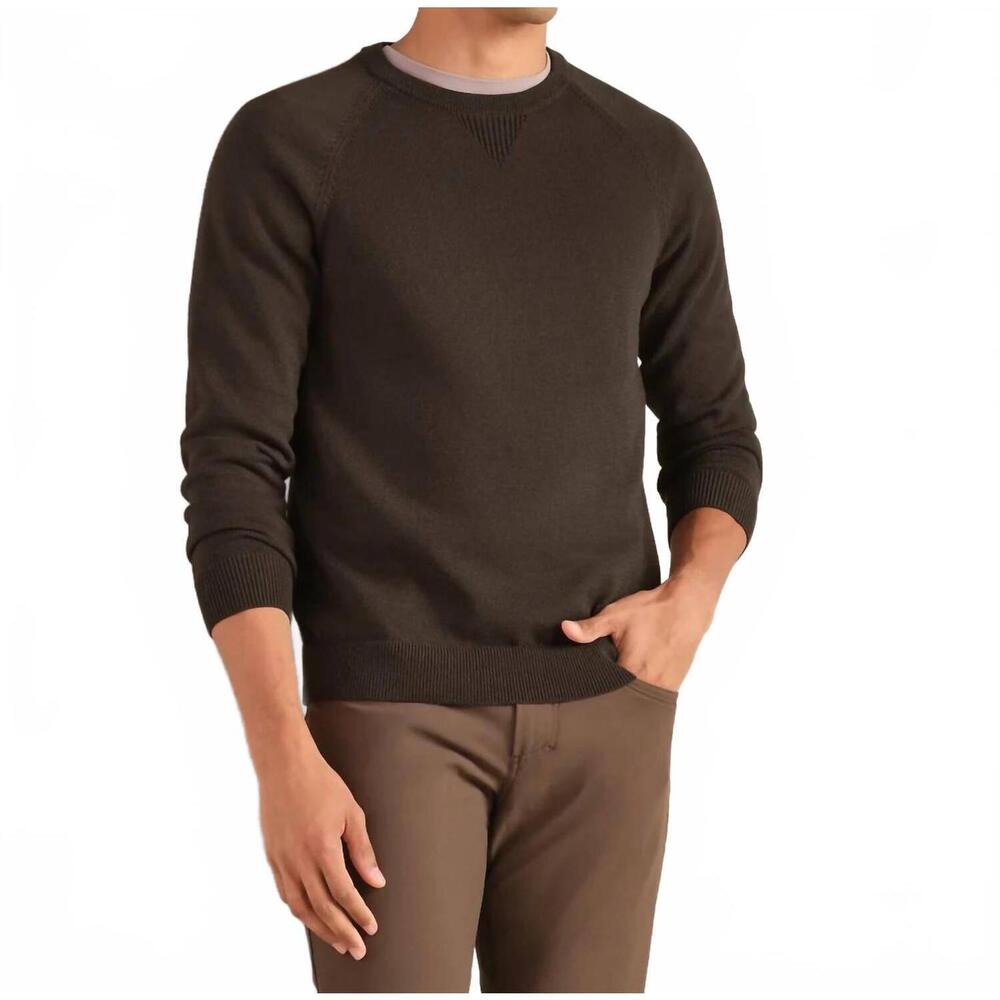 NEW RHONE commuter crewneck sweater in cafe noir